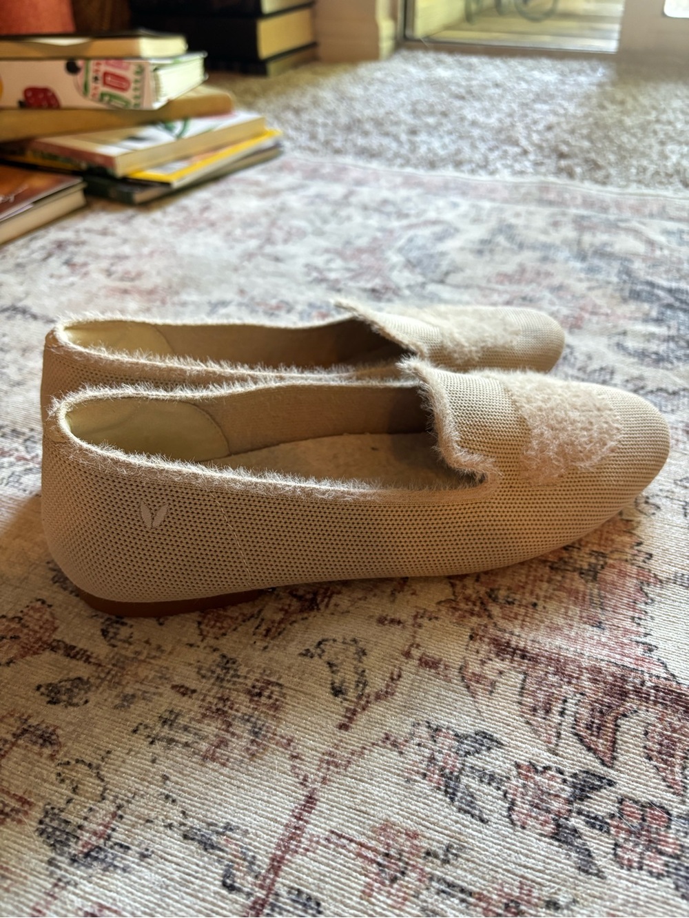 Beige Knit Slip-On Loafers — Comfortable Everyday Flats